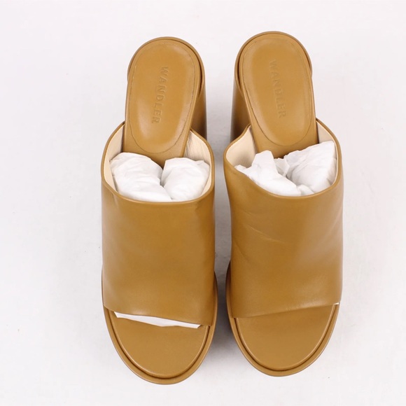 NIB WANDLER Electra Leather Slides Platform Sandals Brown - Picture 6 of 13